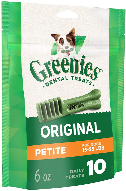 Greenies Original Dental Dog Treats for Petite (15-25 lbs.) Dogs (10 pcs) Packaging may vary