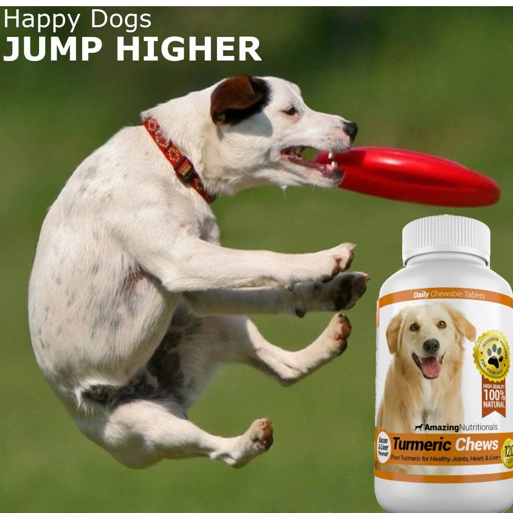 Amazing Nutritionals Turmeric Chews for Dogs Healthy Joints, Heart & Liver, Bacon & Liver Flavor 120 Chews