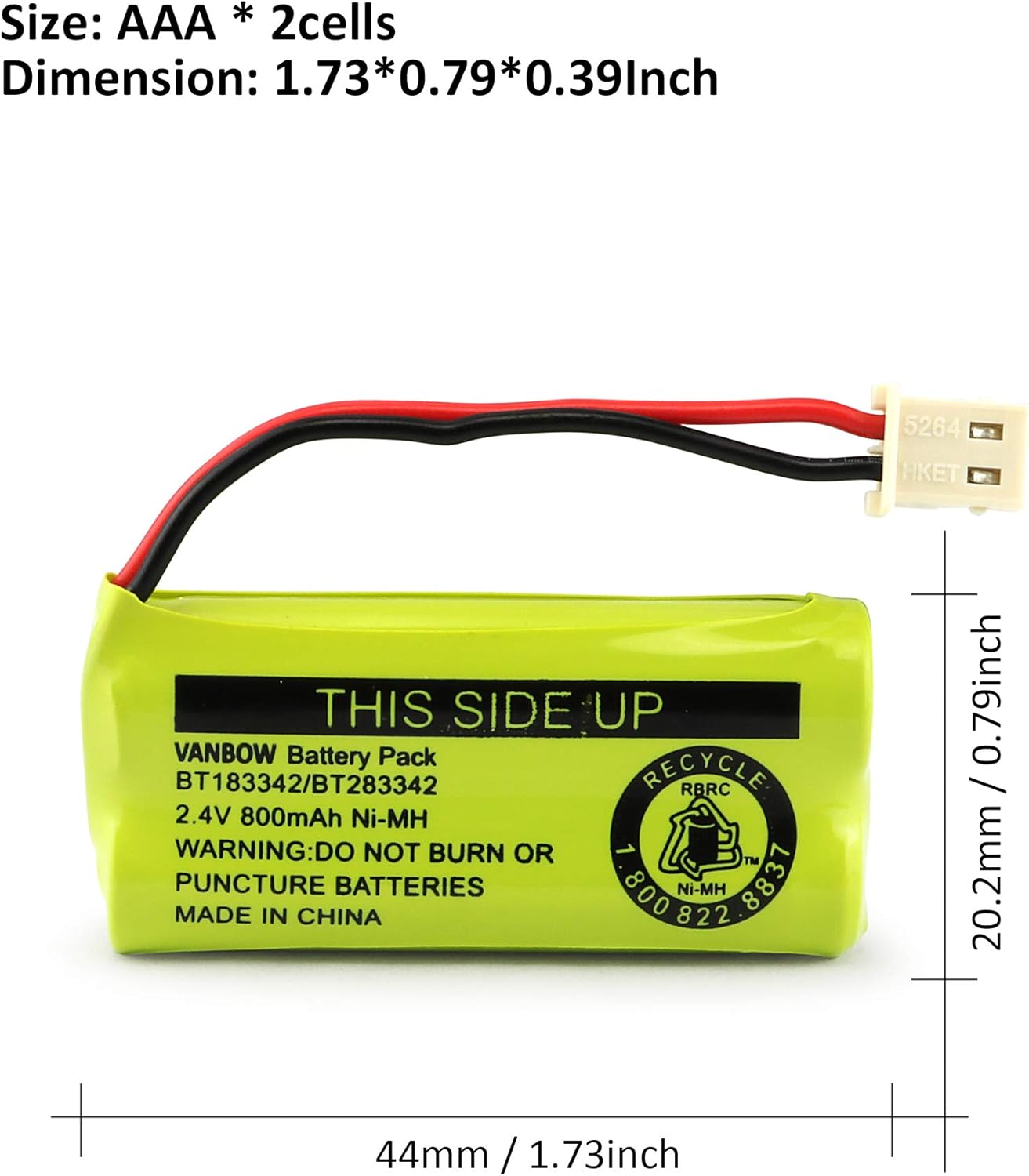 Vanbow BT183342 Phone Battery Replacement Yellow, 2 Pack