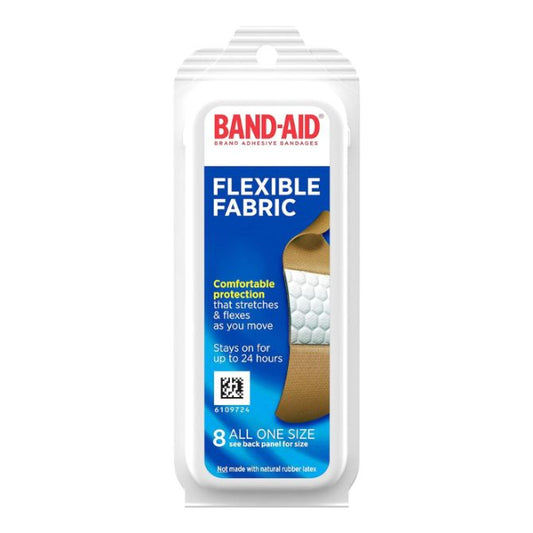 Band-Aid Brand Adhesive Bandages for Wound Care and First Aid, Flexible Fabric, 8 Pieces