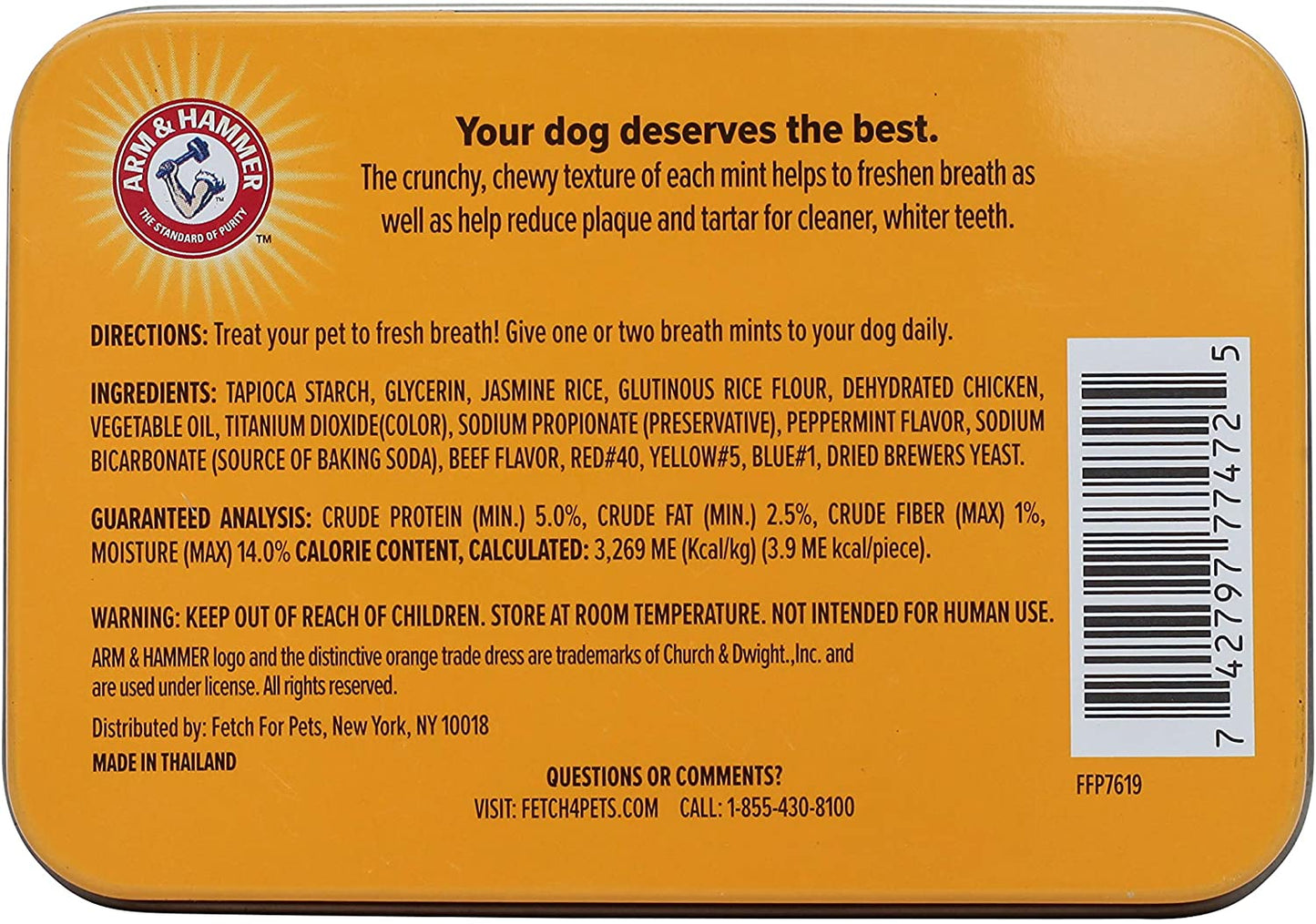 Arm & Hammer Tartar Control Dental Mints For Dogs, Beef Flavor, Fresh Mints Scent, 40 Mints, 1.7 oz. / 48.2g