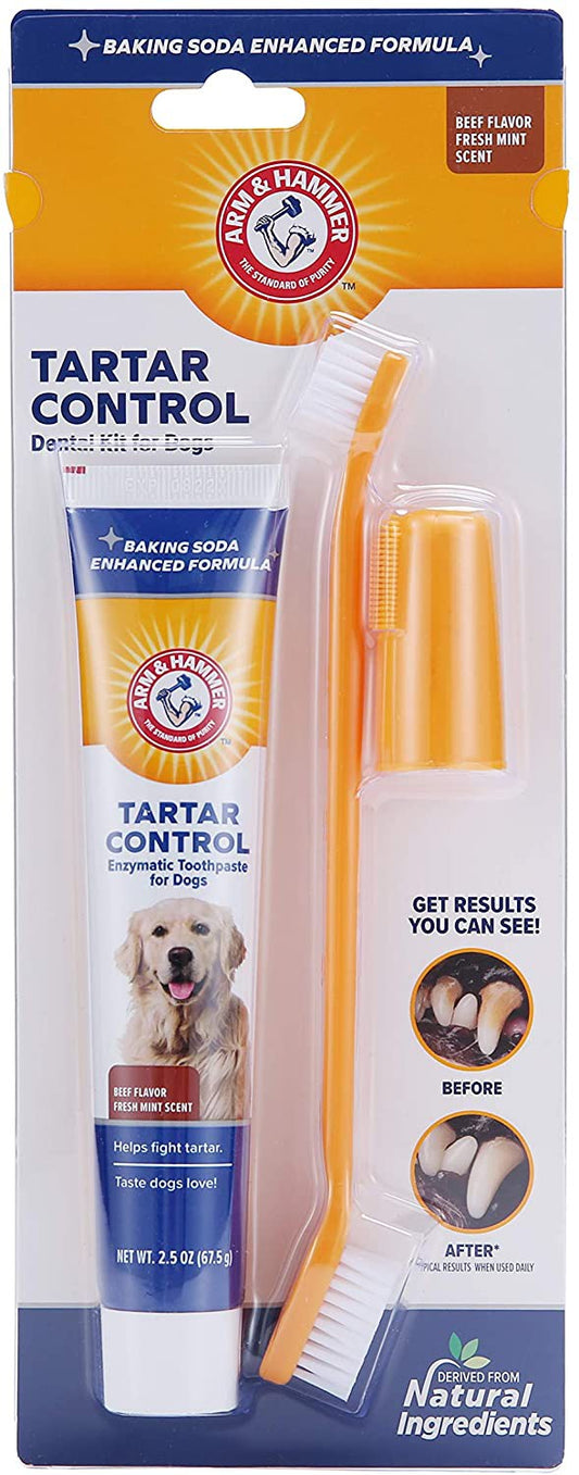 Arm & Hammer for Pets Dog Dental Care Fresh Breath Kit, Tartar Control 2.5 oz