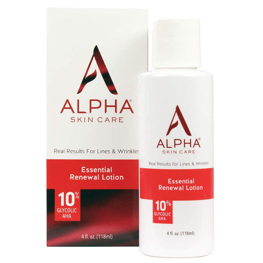 Alpha Skin Care Essential Renewal Lotion 10% Glycolic AHA for Fine Lines & Wrinkles, 4 fl.oz / 118 ml