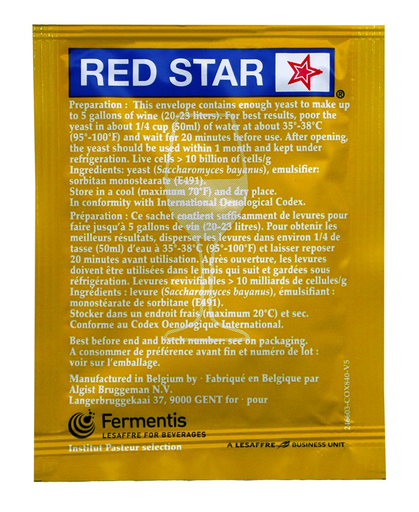Red Star Premier Blanc Champagne Dried Yeast, Pack of 10