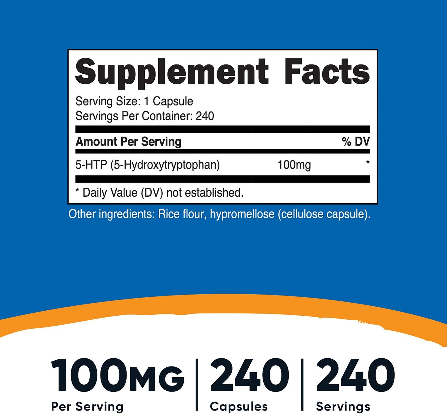 Nutricost 5-HTP 5-Hydroxytryptophan 100mg, 240 Capsules