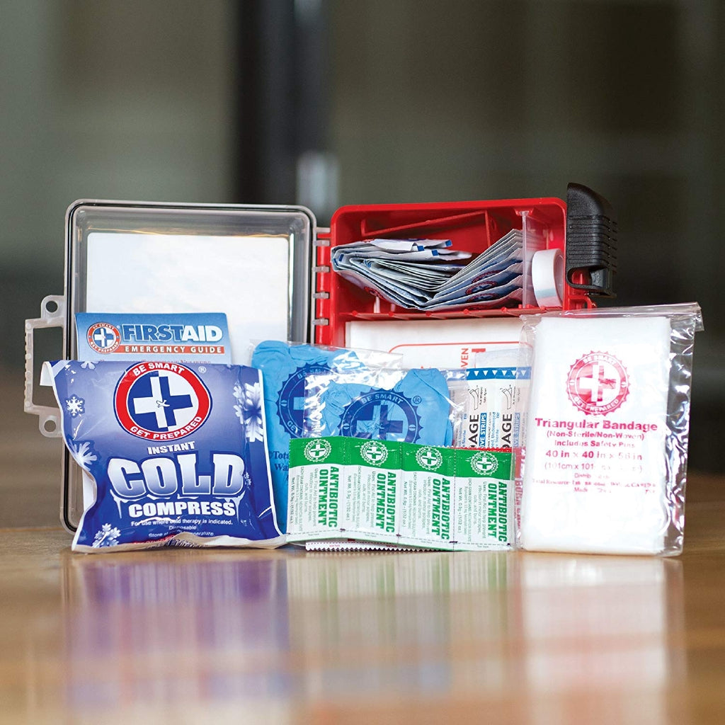Be Smart Get Prepared 100 Piece First Aid Kit, Exceeds OSHA Ansi Standards (For 10 People)