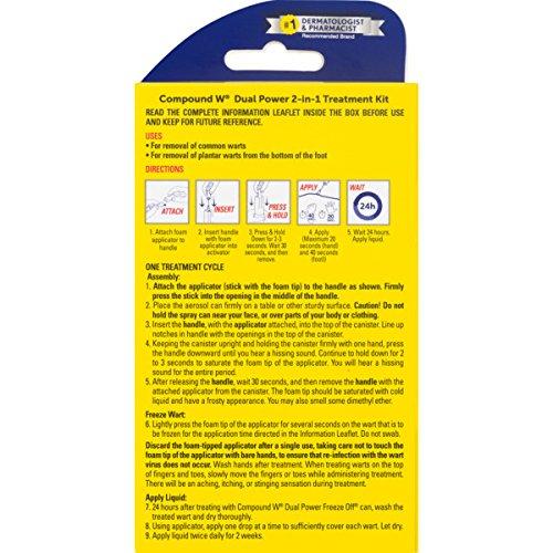Compound W Dual Power 2 in 1 Treatment Kit for Large Warts (8 Freeze Applications, 12 Comfort Pads, 0.31 oz / 9ml Liquid Wart Remover) Packaging may Vary