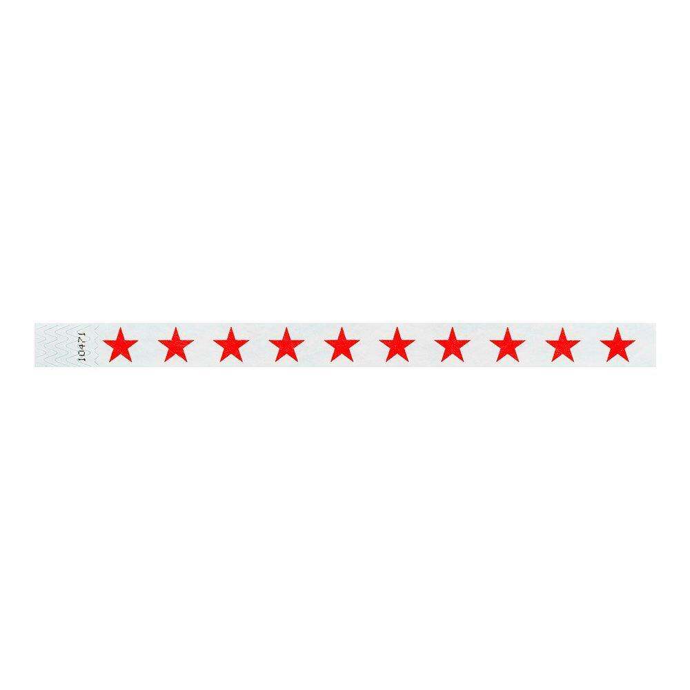 WristCo Red Stars 3/4" Tyvek Wristbands - 500 Pack Paper Wristbands for Events