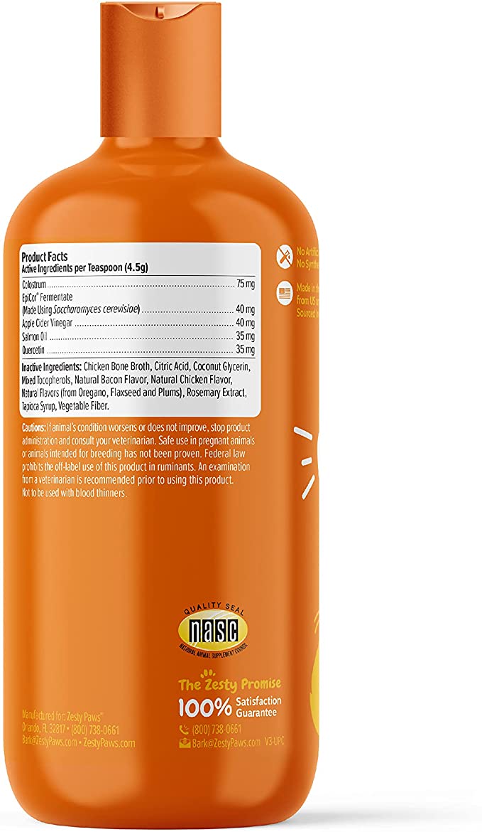 Zesty Paws Allergy & Immune Flavor Infusions for Dogs | Omega 3 Salmon Oil Chicken Flavor - 16 fl oz