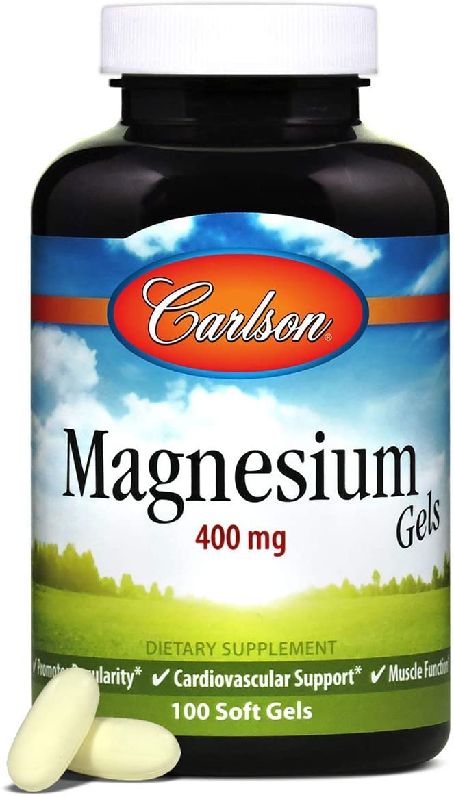 Carlson Magnesium Gels, 400 mg 100 Softgels Heart & Muscle Support