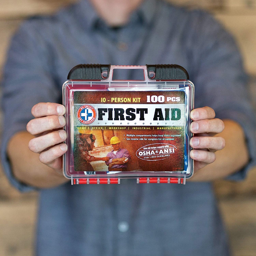 Be Smart Get Prepared 100 Piece First Aid Kit, Exceeds OSHA Ansi Standards (For 10 People)