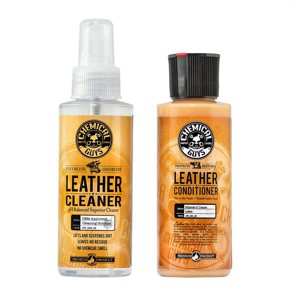 Chemical Guys Leather Cleaner and Conditioner Complete Leather Care Kit (4 oz) (2 Items)