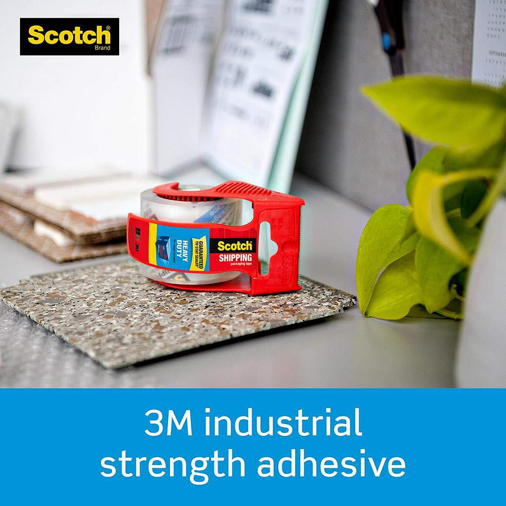Scotch Heavy Duty Shipping Packaging Tape, 6 Rolls with Dispenser, 1.88" x 22.2 Yards, Clear, 142-6