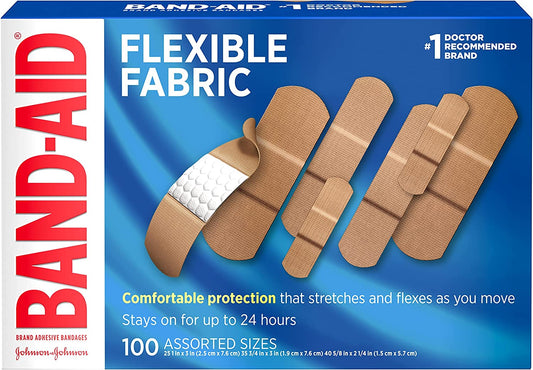 Johnson&Johnson Band - Aid Brand Adhesive Bandages Flexible Fabric 100 Assorted Sizes
