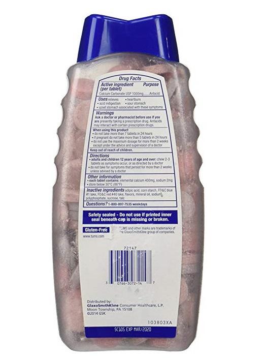 Tums Ultra Assorted Berries 265 Chewable Tablets - Maximum Strength Antacid & Calcium Supplement