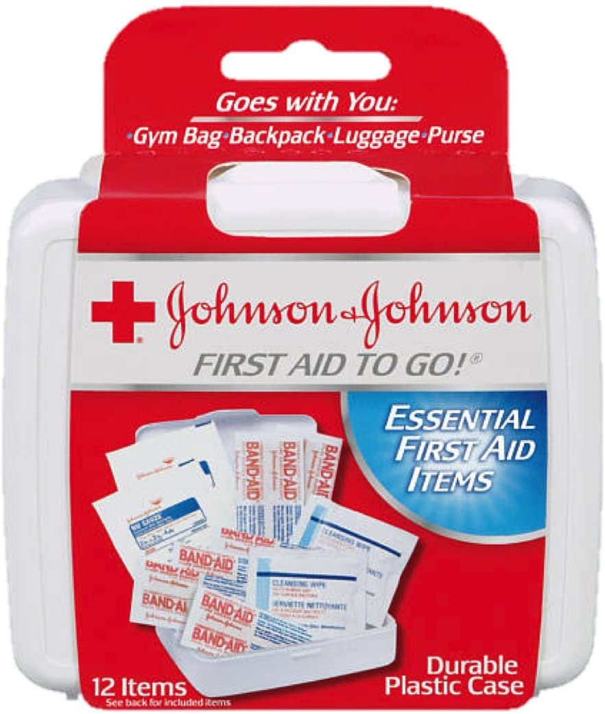 Johnson & Johnson First Aid to Go, Mini First Aid Kit with 12 Items PACKAGING MAY VARY