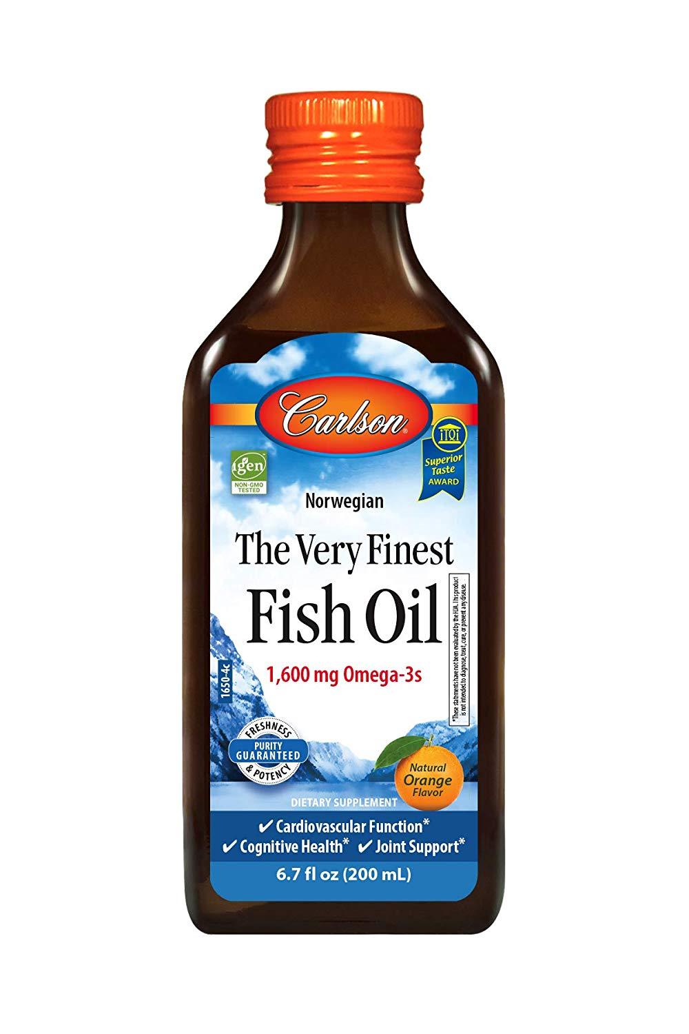 Carlson The Very Finest Fish Oil 1600 mg Omega 3 Orange Flavor 6.7 fl. oz / 200 mL