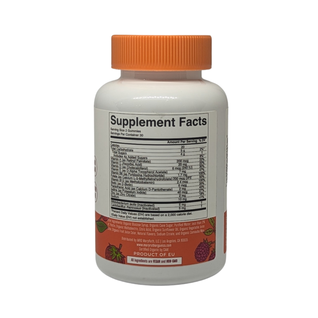Mary Ruth's Organic Kids Multivitamin & Postbiotics Gummies Mixed Berry & Cherry, 60 Gummies