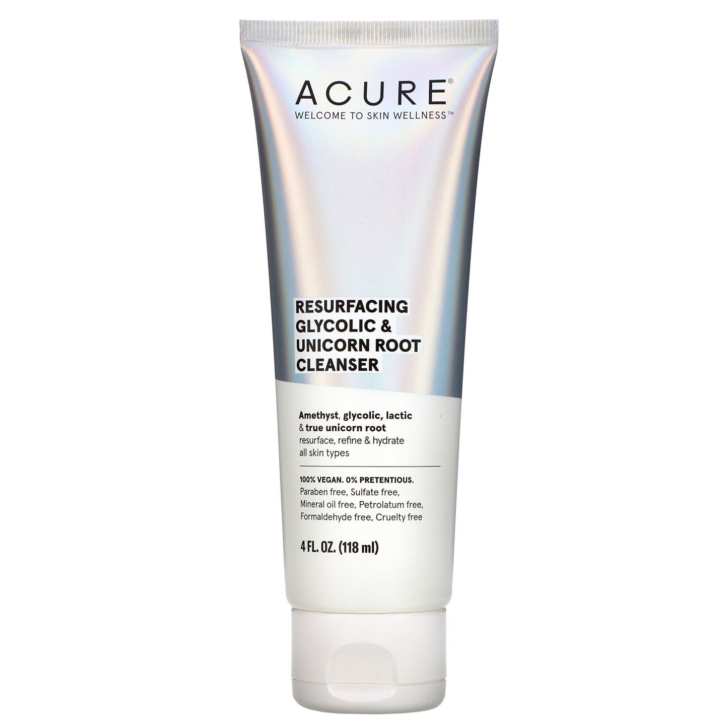 ACURE Resurfacing Glycolic & Unicorn Root Facial Cleanser, 4 fl.oz / 118ml