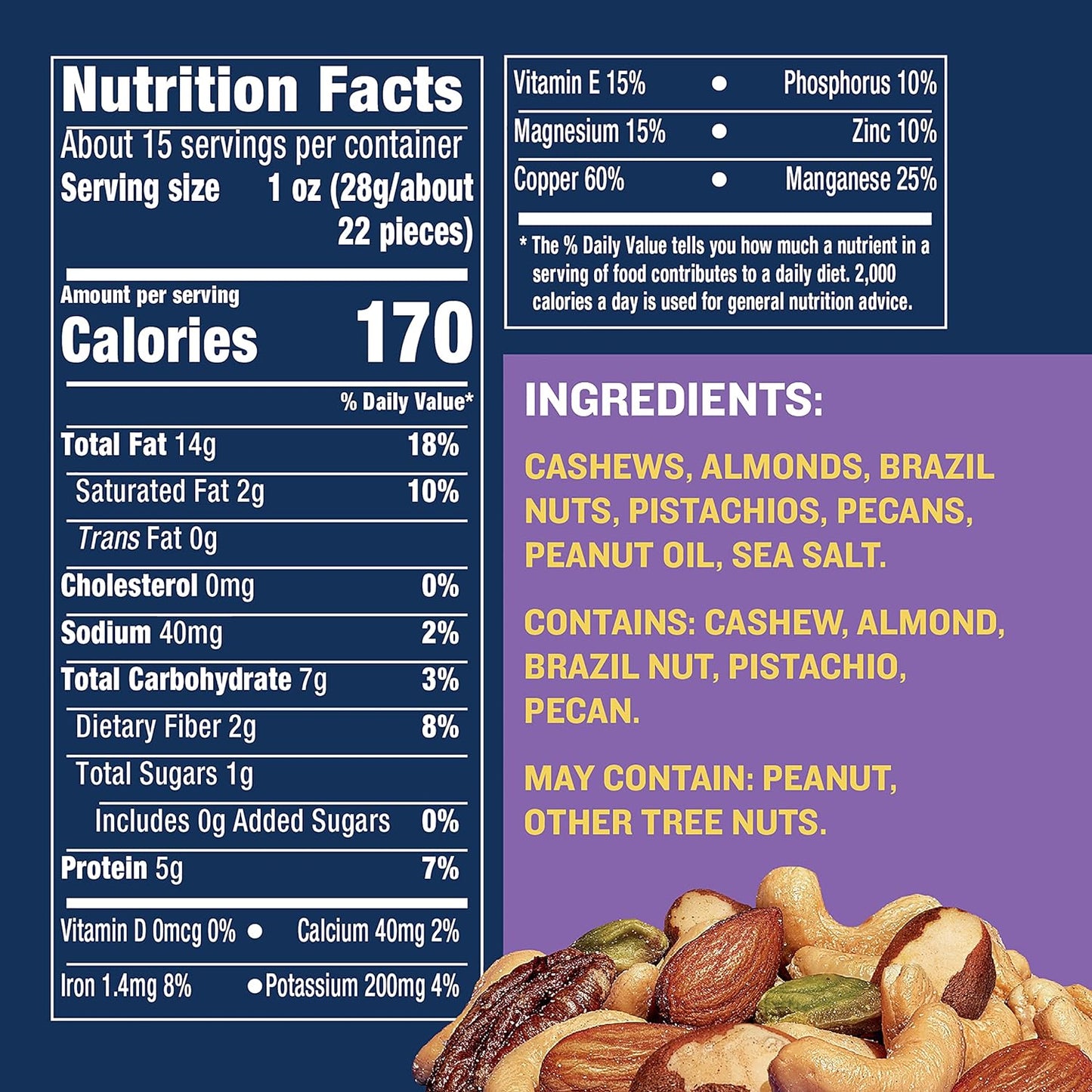 Planters Deluxe Lightly Salted Mixed Nuts Cashew, Almonds, Brazil Nuts, Pistachios, Pecans,15 oz (425g)