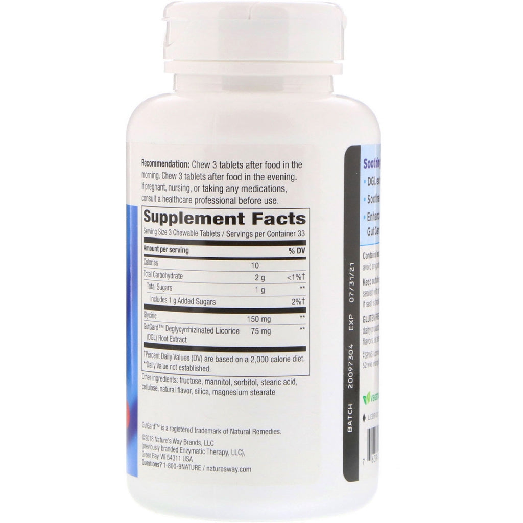 Nature's Way DGL DeglycyrrhizinatedLicoriceExtract100Tablets