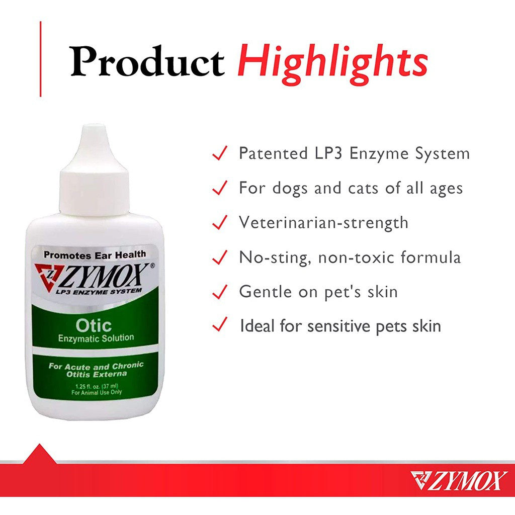 Pet King Brands Zymox Otic Enzymatic Solution for Dogs and Cats Soothes Ear Infections, 1.25 oz