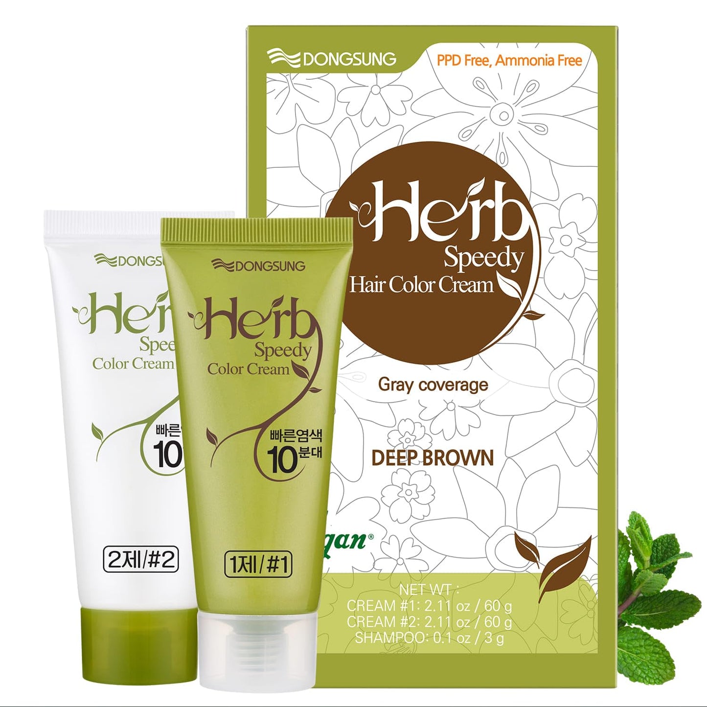 DONGSUNG Herb Speedy Hair Color Cream, PPD & Ammonia Off