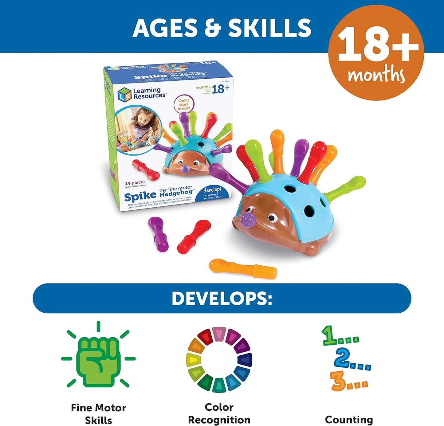 Learning Resources Spike The Fine Motor Hedgehog 18+ Months (14 Pieces)