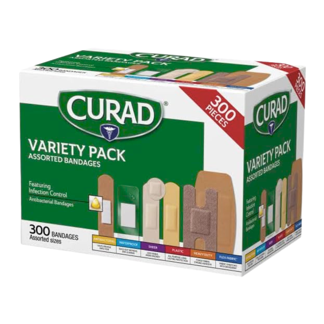 Curad Assorted Bandages Variety Pack 300 Pieces (Assorted Sizes)