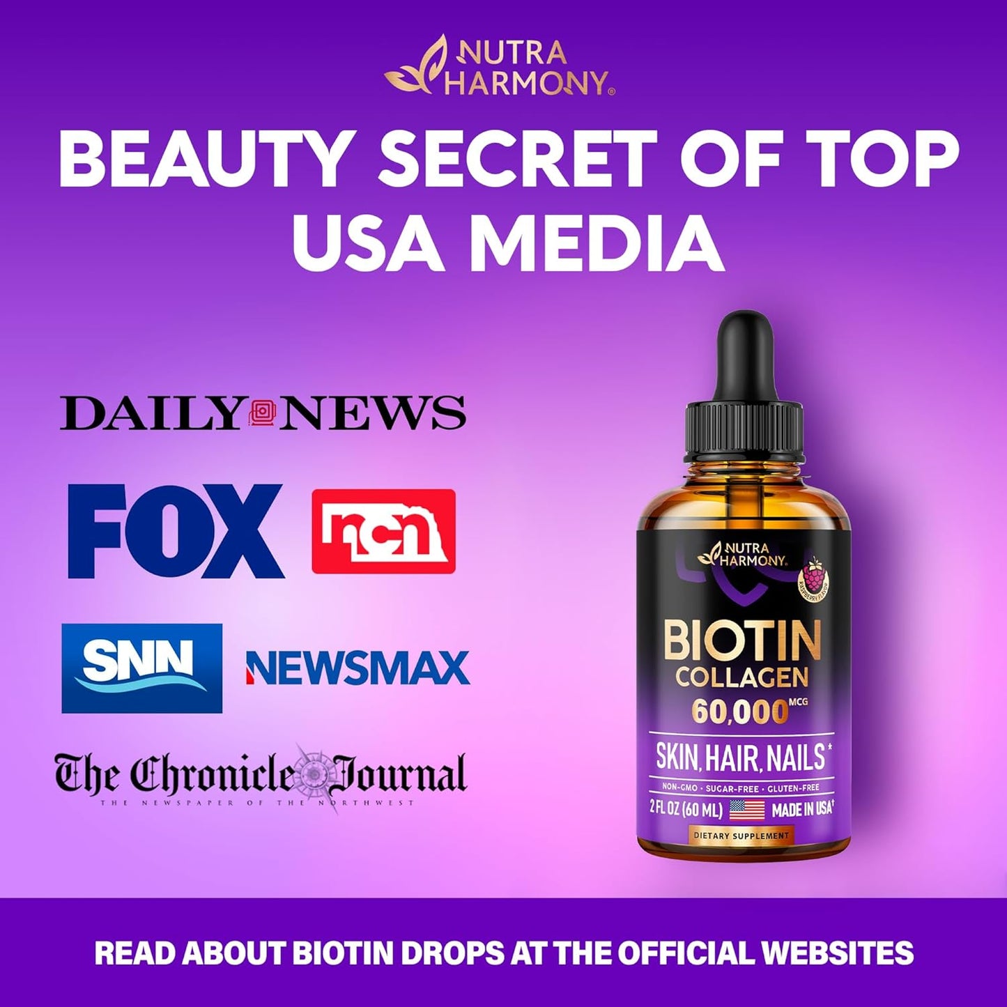 Nutra Harmony Biotin Collagen Raspberry Flavor 60ml