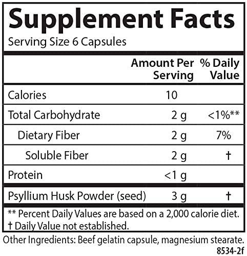 Carlson Hi Fiber 3g Psyllium Husk 100 Capsules Colon Health, Heart Function
