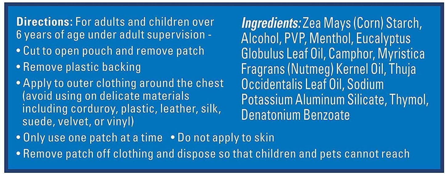 Vicks Children's VapoPatch, Long Lasting Soothing Vicks Vapors for Children Ages 6+, 5 Wearable Aroma Patches