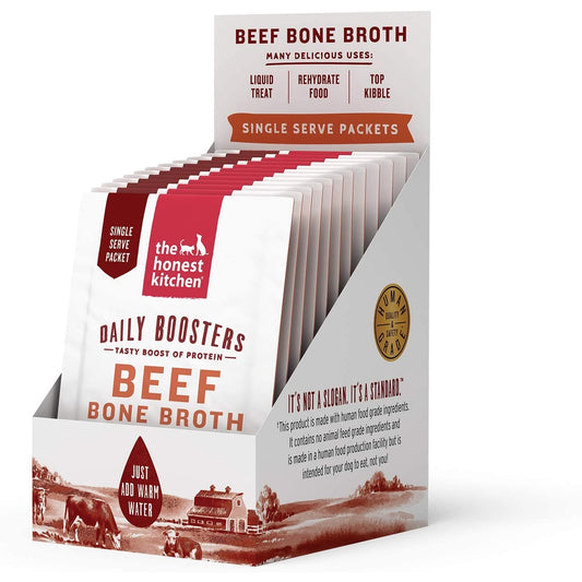 The Honest Kitchen Daily Boosters: Instant Beef Bone Broth Natural Treat for Dogs, 12 Packets