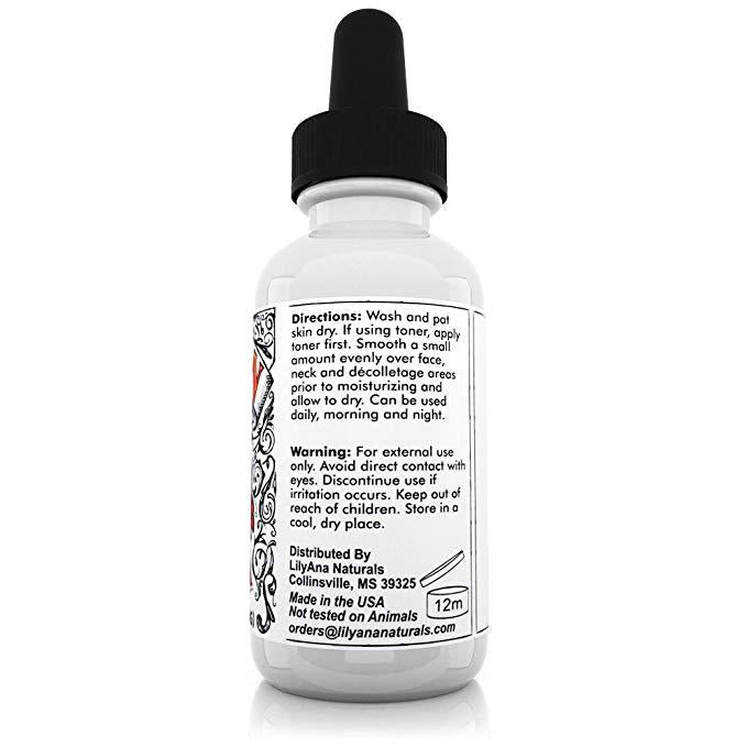 LilyAna Naturals Vitamin C Serum with Hyaluronic Acid for Face and Eyes 1 oz