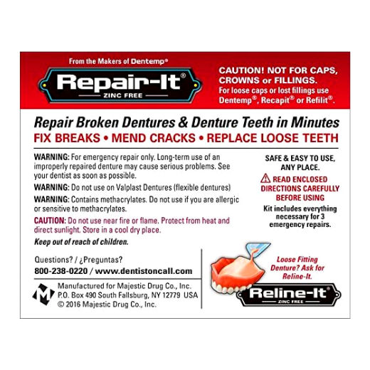 Dentemp Repair-It Advanced Formula Denture Repair Kit, 3 Repairs