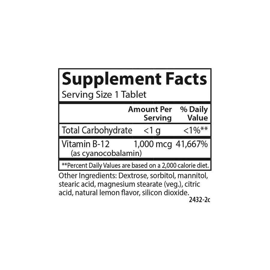 Carlson Chewable Vitamin B-12 1000 mg 90 Tablets Energy Production & Nerve Function, Optimal Wellness
