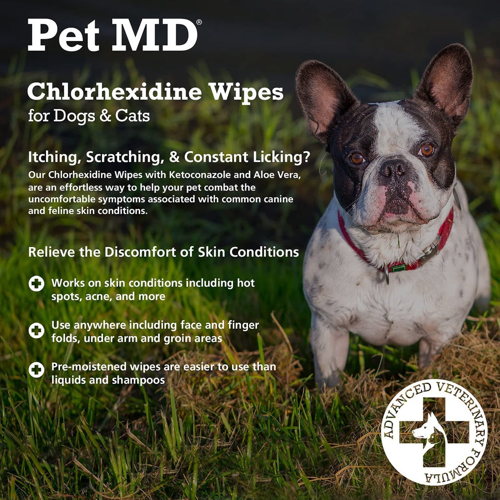 Pet MD Chlorhexidine Antiseptic Wipes for Dogs and Cats, 50 Wipes