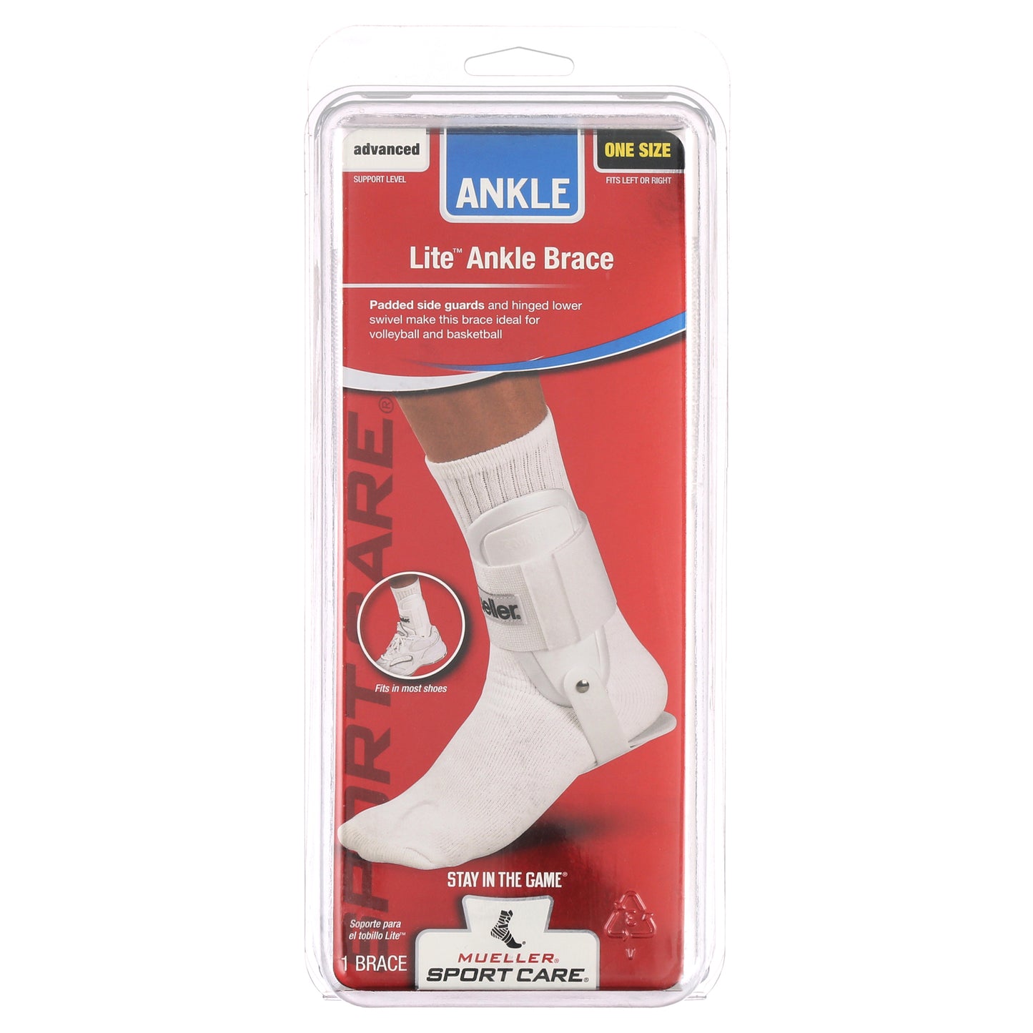 Mueller Sportcare One Size Lite Ankle Brace, WHITE (PACKAGING MAY VARY)