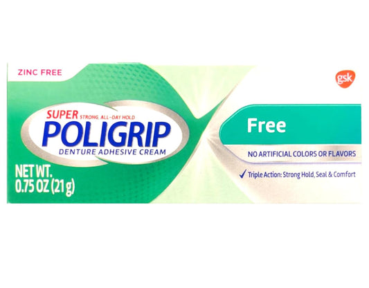 Super Poligrip Zinc Free Denture Adhesive Cream 0.75 oz (21g)