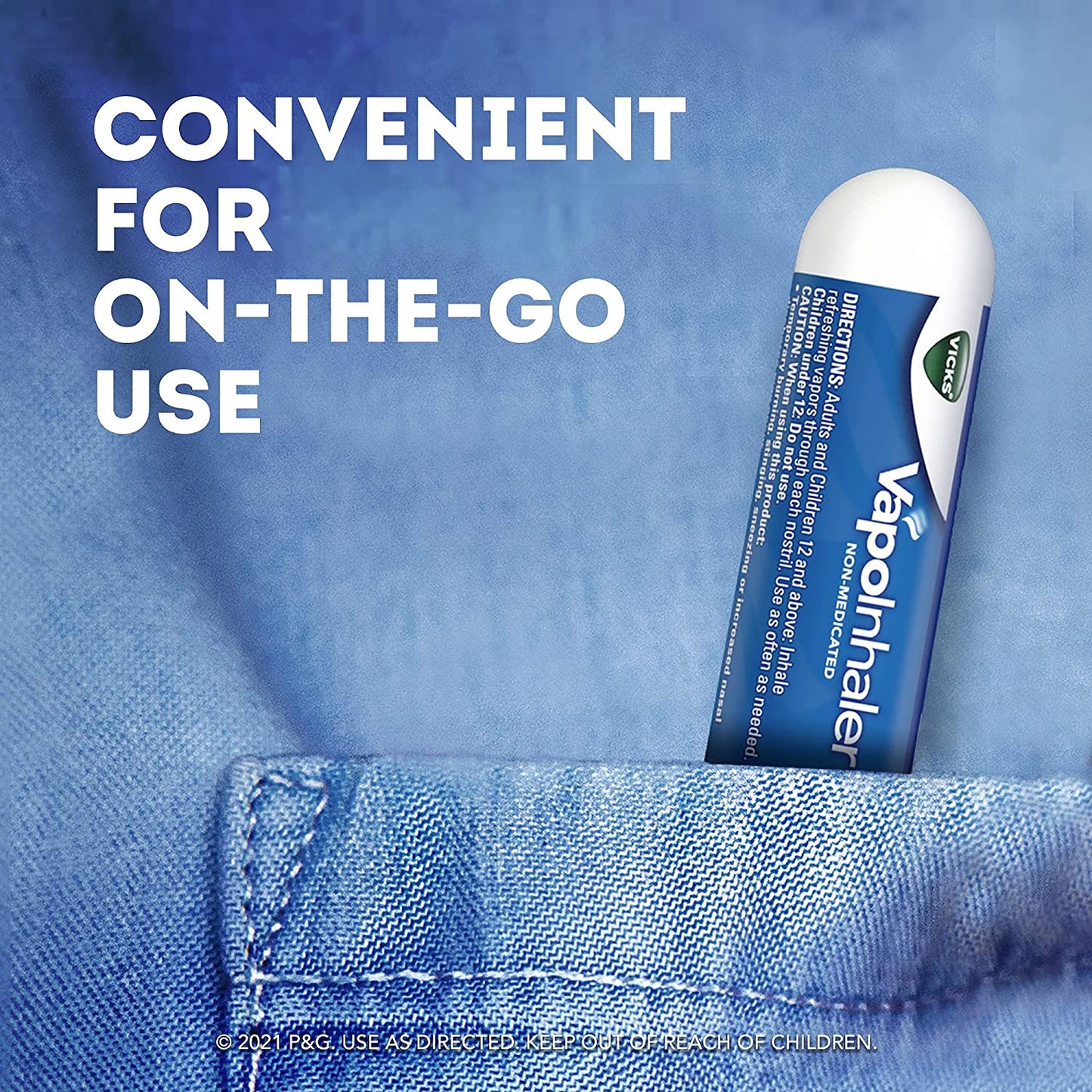 Vicks VapoInhaler Non-Medicated with Refreshing Vicks Vapors Menthol Scent, 1 Scented Stick