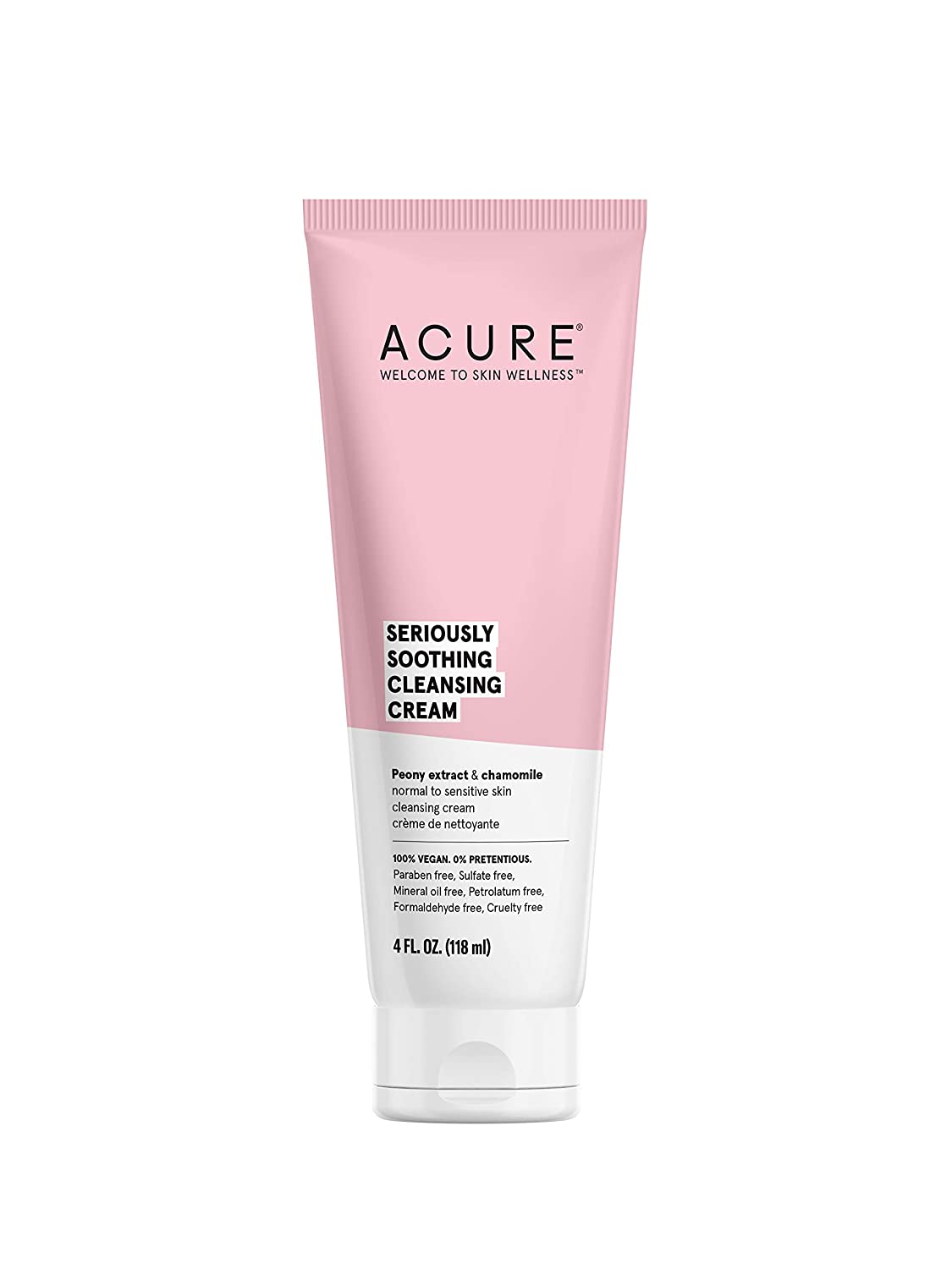 ACURE Seriously Soothing Facial Cleansing Cream Peony Extract & Chamomile, 4 fl.oz / 118ml