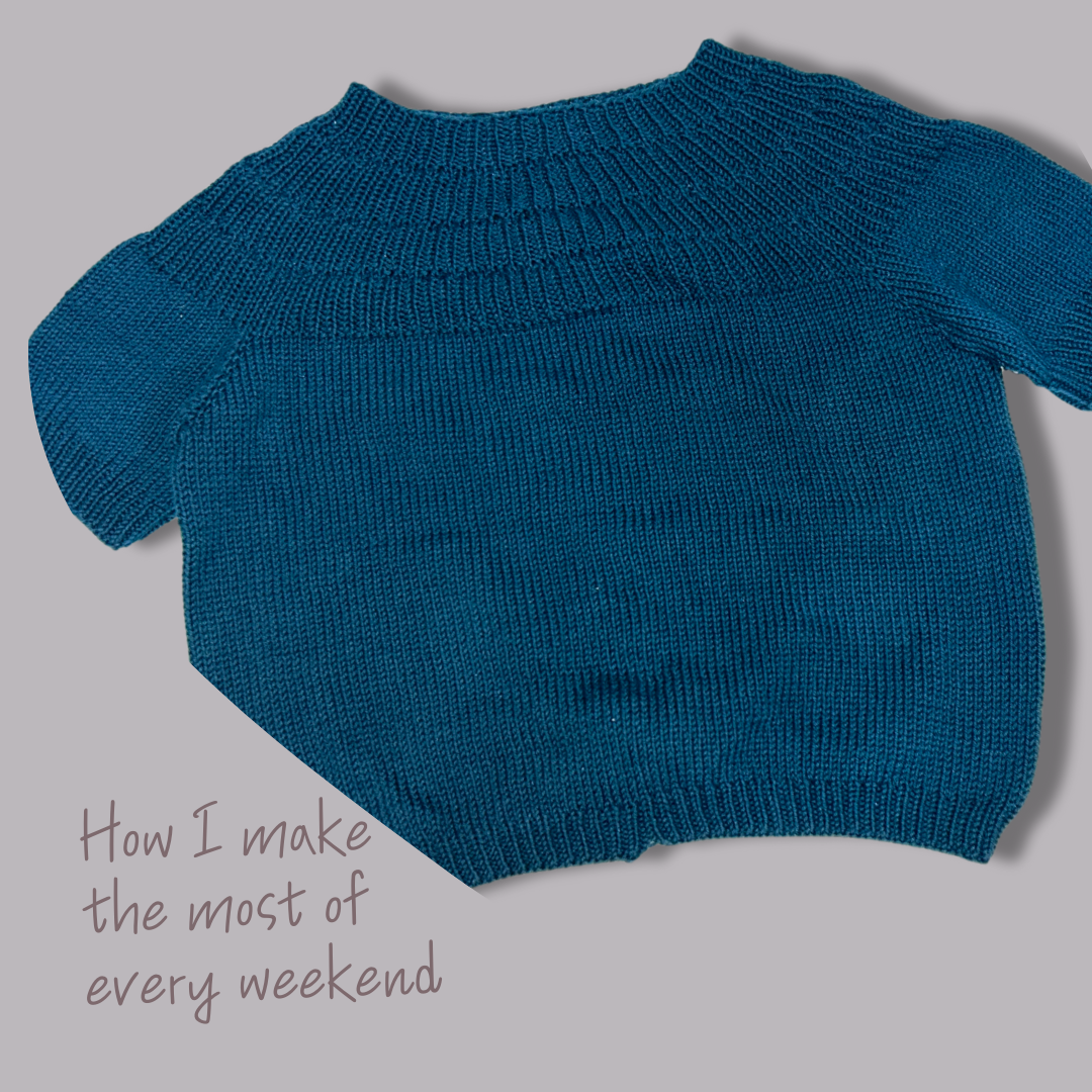 Knitted Blue Green Sweater Crochet Pattern (Finished Good) Free Size