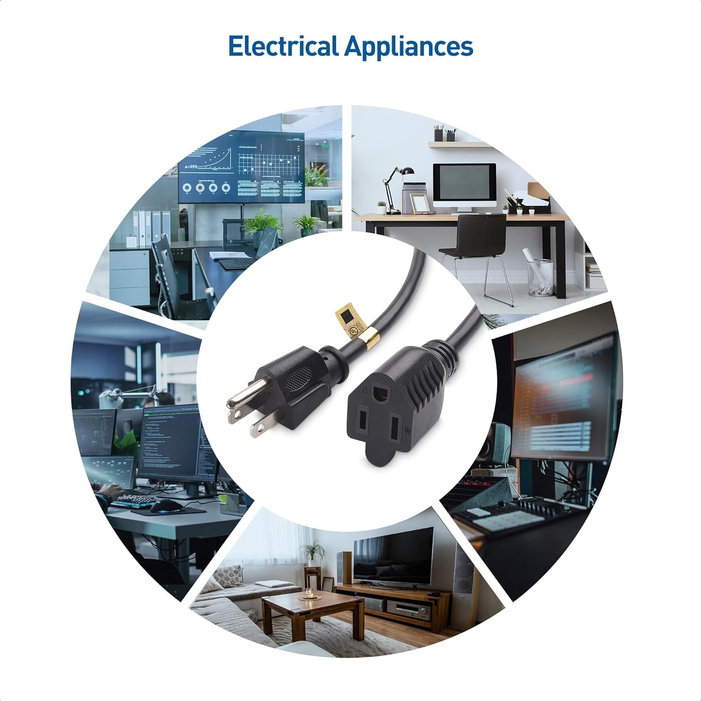 Cable Matters Heavy Duty Power Extension Cord 16 AWG 15 ft