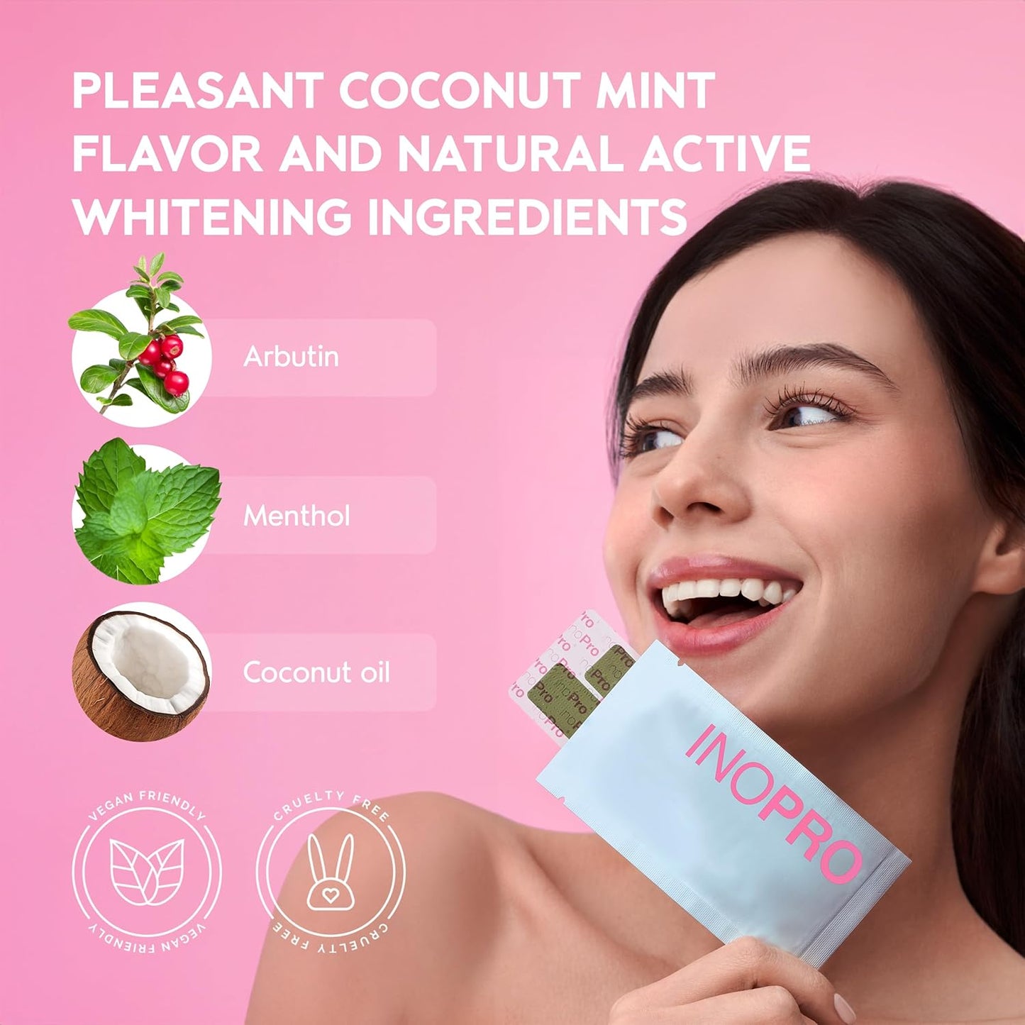 Inopro Innovative Teeth Whiteing Strips Peroxide Free, 28 Strips