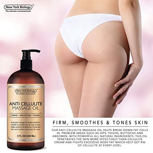 New York Biology Anti Cellulite Treatment Massage Oil 8 fl.oz / 240 ml (Packaging May Vary)