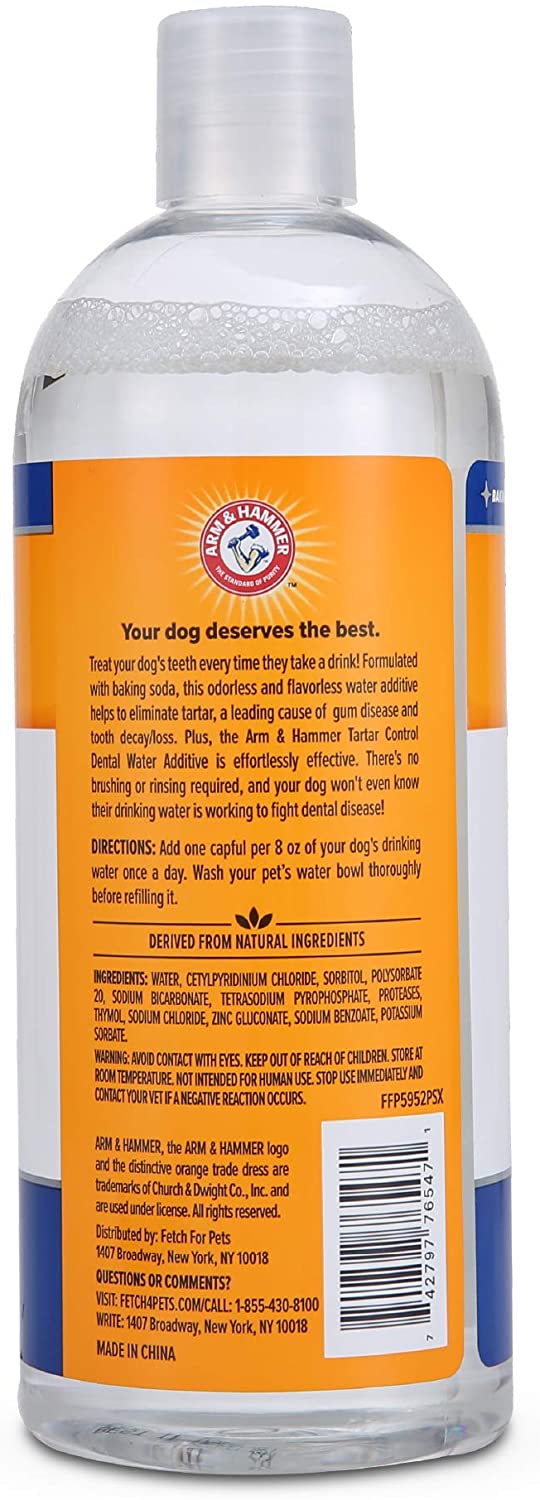 Arm and Hammer Tartar Control Dental Water Additive For Dogs, Odorless & Flavorless, 473ml