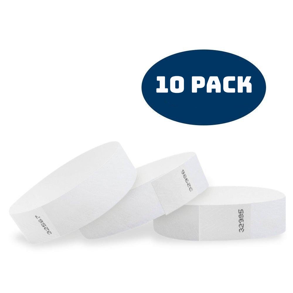 WristCo Neon 3/4" Tyvek Paper Wristbands For Events - 10 Pack