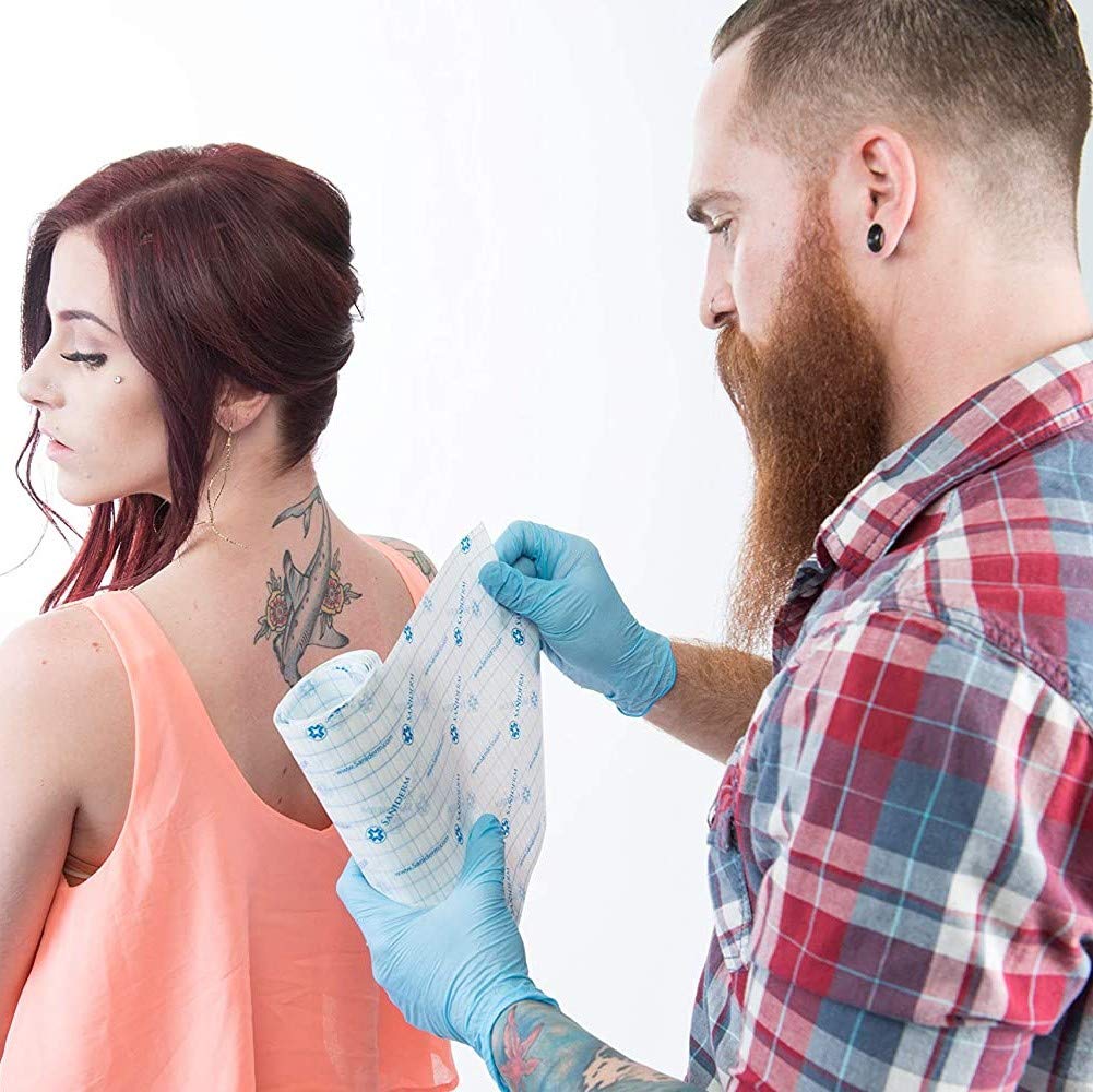 Saniderm Transparent Adhesive Bandage Tattoo Aftercare Wrap 10.2 in x 2 yd (26 cm x 1.8 m) Protect and Heal Your Tattoo