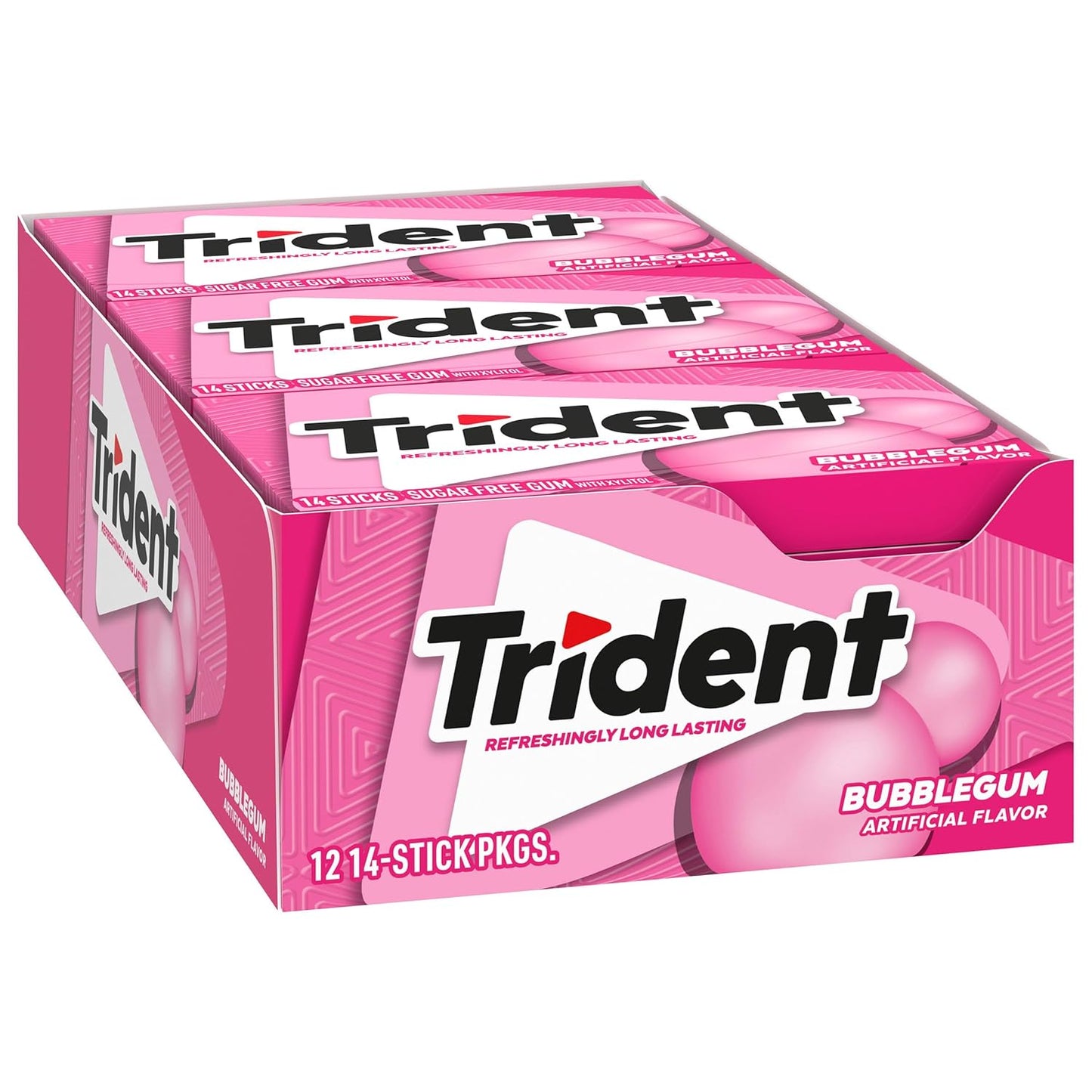 Trident Refreshingly Long Lasting Sugar-Free Gum 14 Sticks Each, 12 Packets