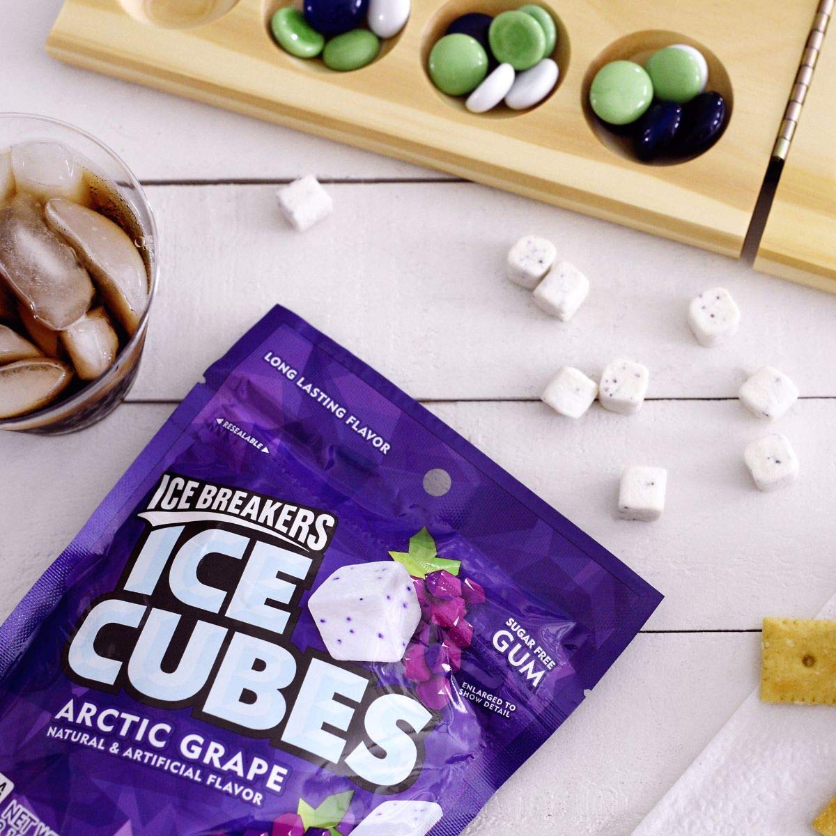 Ice Breakers Ice Cubes Sugar Free Gum, Arctic Grape, 100 Pieces